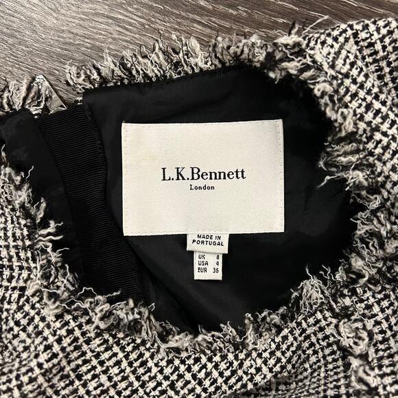 EUC L.K. Bennett London DR Nessa Black Cream Tweed Shift Dress Size 4 Wool EUC - Picture 6 of 14